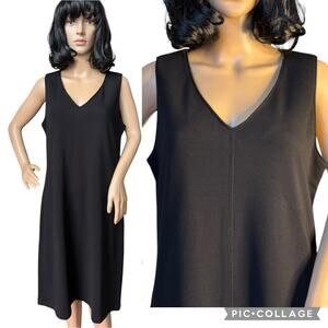 J. Crew black Preppy sleeveless v neck thick knit A line dress size 12